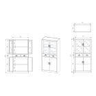 JAN NOWAK EDMUND Fém iratszekrény vitrinnel és fiókokkal, 900x1850x450, modell szürke