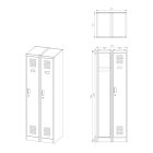 JAN NOWAK KACPER II pléh öltözőszekrény, kétmodulos, 600x1800x500, modell szürke