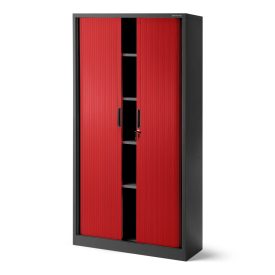   JAN NOWAK DAMIAN Fém szekrény harmonika ajtókkal, 900x1850x450, model antracit-piros