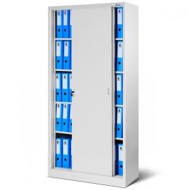   JAN NOWAK KUBA Fém szekrény polcokkal tolóajtókkal, 900x1850x400, modell szürke