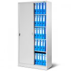 JAN NOWAK KUBA Fém szekrény polcokkal tolóajtókkal, 900x1850x400, modell szürke