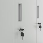 JAN NOWAK BARTEK pléh öltözőszekrény lábakon, 10 rekeszes 1360x1720x450, modell szürke