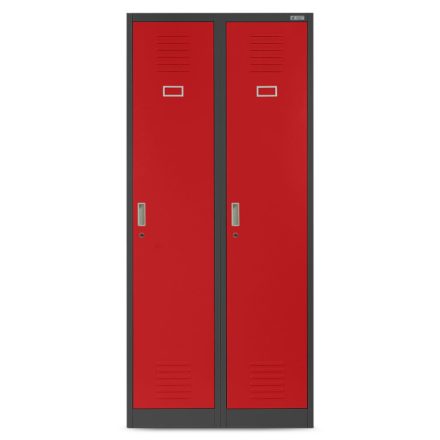 JAN NOWAK KACPER pléh öltözőszekrény, kétmodulos, 800x1800x500, modell antracit-piros