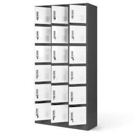   JAN NOWAK KAROL fém öltözőszekrény, 18 rekeszes, 900x1850x400, modell antracit-fehér
