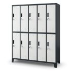 JAN NOWAK BARTEK pléh öltözőszekrény lábakon, 10 rekeszes 1360x1720x450, modell antracit-fehér