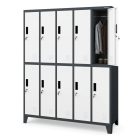 JAN NOWAK BARTEK pléh öltözőszekrény lábakon, 10 rekeszes 1360x1720x450, modell antracit-fehér