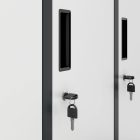 JAN NOWAK BARTEK pléh öltözőszekrény lábakon, 10 rekeszes 1360x1720x450, modell antracit-fehér