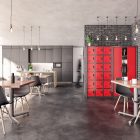 JAN NOWAK KAROL fém öltözőszekrény, 18 rekeszes, 900x1850x400, modell antracit-piros