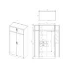 JAN NOWAK BORYS fém öltözőszekrény, 900x1850x500, modell antracit-fehér