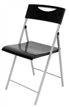 Összecsukható szék, fém és műanyag, ALBA "Smile", fekete