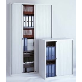 Fémszekrény, kétajtós, polcos, VICTORIA, szürke