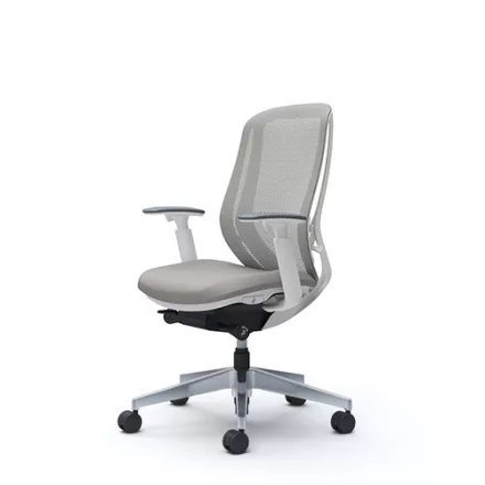 Okamura Sylphy prémium ergonomikus irodai szék - fehér váz, szürke hálós háttámla