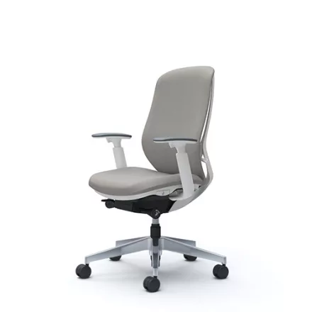 Okamura Sylphy prémium ergonomikus irodai szék - fehér váz, szürke szövet háttámla