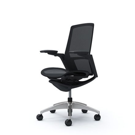 Okamura Finora prémium ergonomikus irodai szék - fekete váz, króm keret, fekete háló