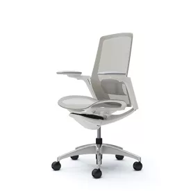   Okamura Finora prémium ergonomikus irodai szék - fehér váz, króm keret, szürke háló