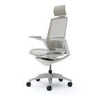 Okamura Finora prémium ergonomikus irodai szék - fehér váz, króm keret, szürke háló