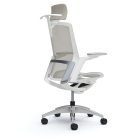 Okamura Finora prémium ergonomikus irodai szék - fehér váz, króm keret, szürke háló
