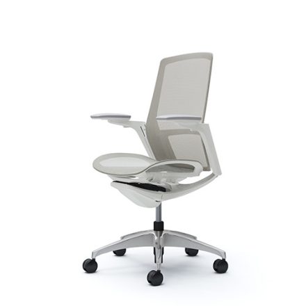 Okamura Finora prémium ergonomikus irodai szék - fehér váz, fehér keret, szürke háló
