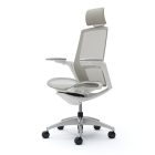 Okamura Finora prémium ergonomikus irodai szék - fehér váz, fehér keret, szürke háló