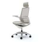 Okamura Finora prémium ergonomikus irodai szék - fehér váz, króm keret, szürke szövetes ülőlap