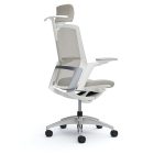 Okamura Finora prémium ergonomikus irodai szék - fehér váz, króm keret, szürke szövetes ülőlap