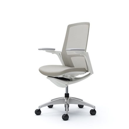 Okamura Finora prémium ergonomikus irodai szék - fehér váz, fehér keret, szürke szövetes ülőlap