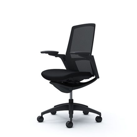 Okamura Finora prémium ergonomikus irodai szék - fekete váz, fekete keret, fekete szövetes ülőlap, fekete lábkereszt