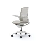 Okamura Finora prémium ergonomikus irodai szék - fehér váz, fehér keret, szürke szövetes ülőlap, fehér lábkereszt