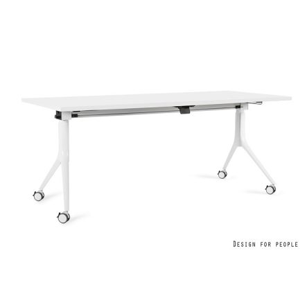 UNIQUE Carl görgős asztal, 180x80 cm, fehér