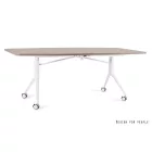 UNIQUE Carl II görgős tárgyalóasztal, 200x100 cm, fehér váz, többféle asztallap