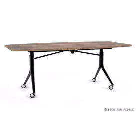   UNIQUE Carl II görgős tárgyalóasztal, 200x100 cm, fekete váz, többféle asztallap