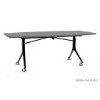 UNIQUE Carl II görgős tárgyalóasztal, 200x100 cm, fekete váz, többféle asztallap
