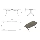 UNIQUE Carl II görgős tárgyalóasztal, 200x100 cm, fekete váz, többféle asztallap