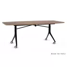 UNIQUE Carl II görgős tárgyalóasztal, 240x100 cm, fekete váz, többféle asztallap