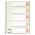 ESSELTE Regiszter, műanyag, A4, 1-5, ESSELTE, szürke