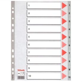 ESSELTE Regiszter, műanyag, A4, 1-10, ESSELTE, szürke