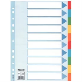   ESSELTE Regiszter, karton, A4, 10 részes, írható előlappal, ESSELTE "Standard", színes 