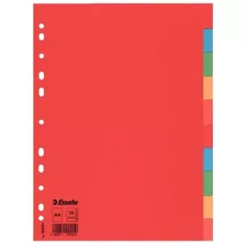   ESSELTE Regiszter, karton, A4, 10 részes, ESSELTE "Economy", színes 
