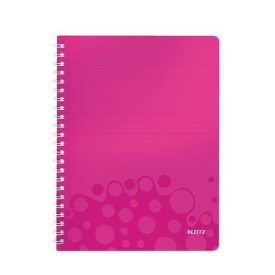   LEITZ Spirálfüzet, A4, kockás, 80 lap, LEITZ "Wow", rózsaszín