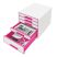 LEITZ Irattároló, műanyag, 5 fiókos, LEITZ "Wow Cube", fehér/rózsaszín