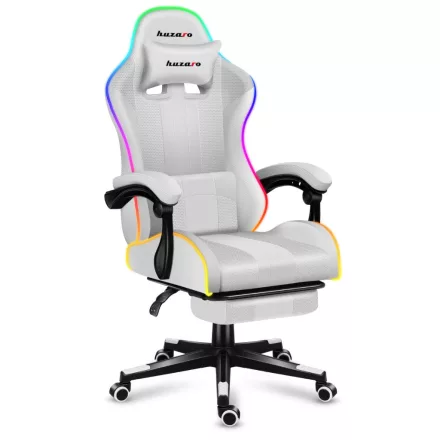Huzaro Force 4.7 gamer szék, fehér RGB led világítással
