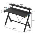 Huzaro HERO 1.9 gamer asztal monitorpolccal, fekete RGB, 120 x 60 cm