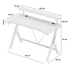 Huzaro HERO 1.9 gamer asztal monitorpolccal, fehér RGB, 120 x 60 cm
