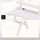 Huzaro HERO 1.9 gamer asztal monitorpolccal, fehér RGB, 120 x 60 cm
