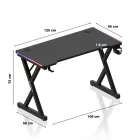 Huzaro HERO 2.3 gamer asztal, fekete RGB, 120 x 60 cm