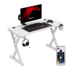 Huzaro HERO 2.3 gamer asztal, fehér RGB, 120 x 60 cm