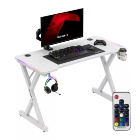 Huzaro HERO 2.3 gamer asztal, fehér RGB, 120 x 60 cm