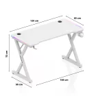 Huzaro HERO 2.3 gamer asztal, fehér RGB, 120 x 60 cm
