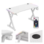 Huzaro HERO 2.3 gamer asztal, fehér RGB, 120 x 60 cm