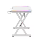 Huzaro HERO 2.3 gamer asztal, fehér RGB, 120 x 60 cm
